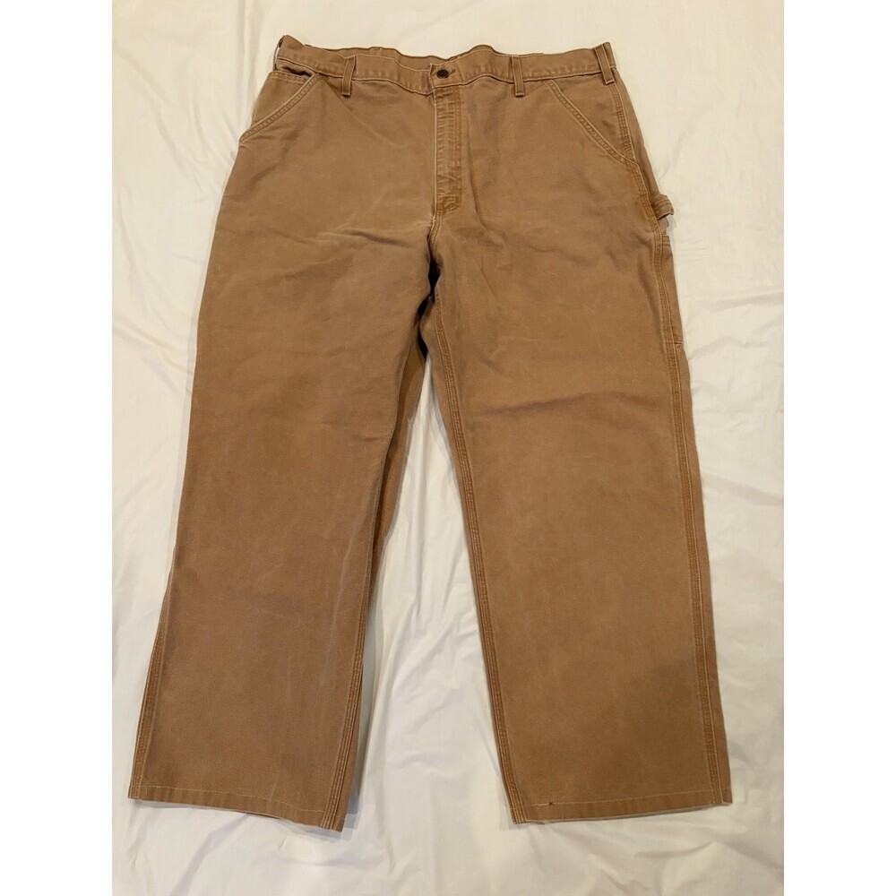 Carhartt Pants Men's 41x28 Tan Heavy Canvas Carpenter